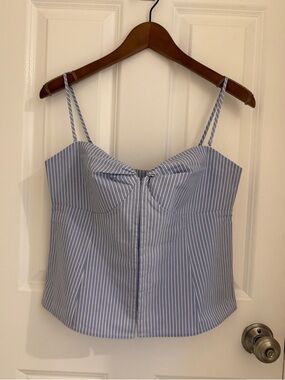 Good American Light Blue Striped Tank